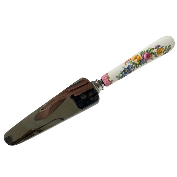 Crown Staffordshire England Stainless Floral Porcelain Handle Cake Pie Server - Picture 1 of 13